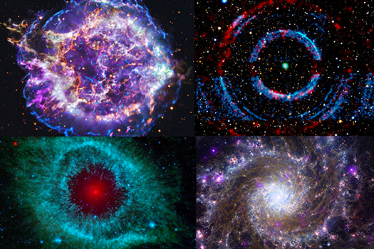 A collage of four space images.