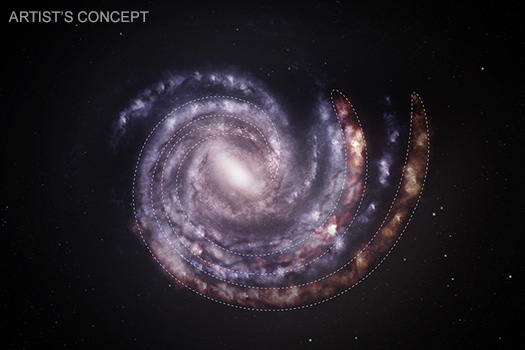 An illustration from the video showing the updated positions of the spiral arms.