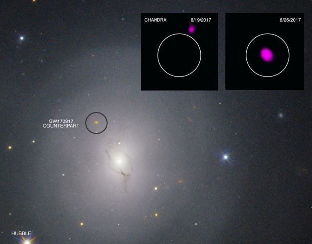 Chandra detected the X-ray afterglow of a neutron star merger—marking the first time light and gravitational waves were seen from the same cosmic event. This milestone launched a new era of multimessenger astronomy, with Chandra playing a key role in tracking the evolving high-energy signal.